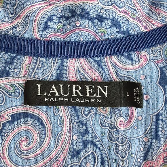 Lauren Ralph Lauren Black Label Notch Collar Pajama Set Bermuda Shorts Womens L - Picture 11 of 16